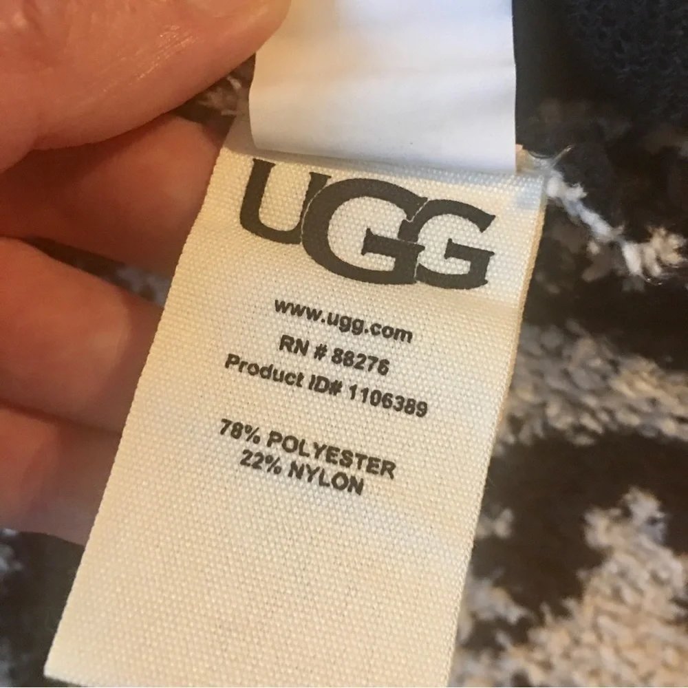 UGG Phoebe Leopard Knit Wrap Cardigan, Black + White, Size S